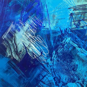 Scarf on canvas Blue