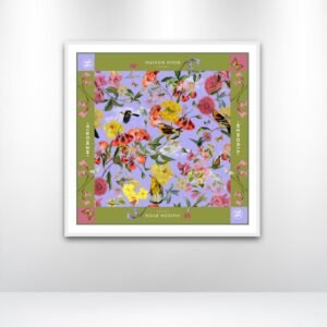 FRAMED MEMORIA HARDIN LILA & OLIVE SILK FOULARD