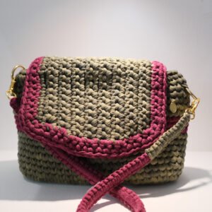 Combat Green & Maroon Crocheted Handbag