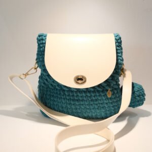 Teal & White Knitted Bag