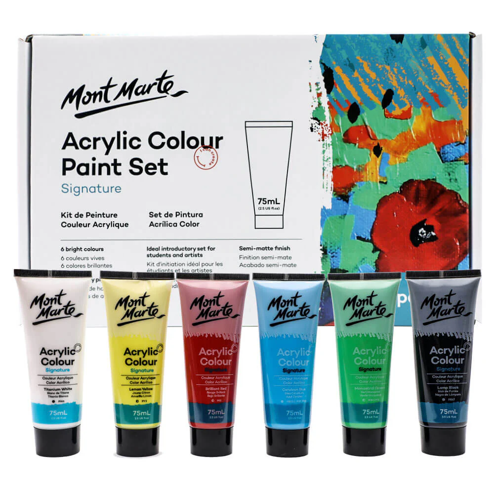 Acrylic Colour Paint Set Signature 6pc x 75ml