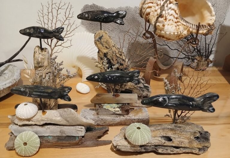 Clay Fish on Driftwood